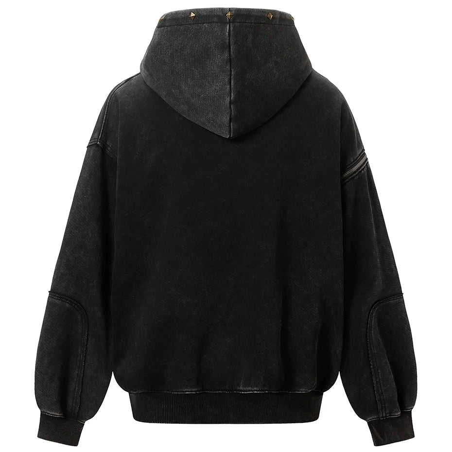 T2 Rivet Zipper Hoodie , - Streetwear Hoodie - Slick Street