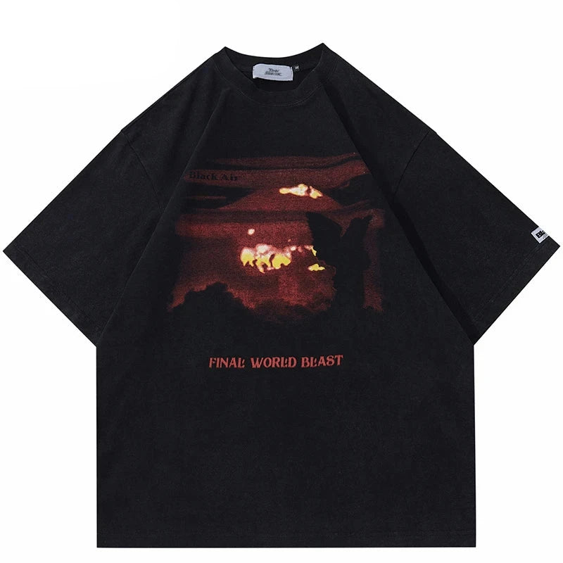Final World Blast O-Neck Collar T-Shirt ,  - Streetwear T-Shirt - Slick Street