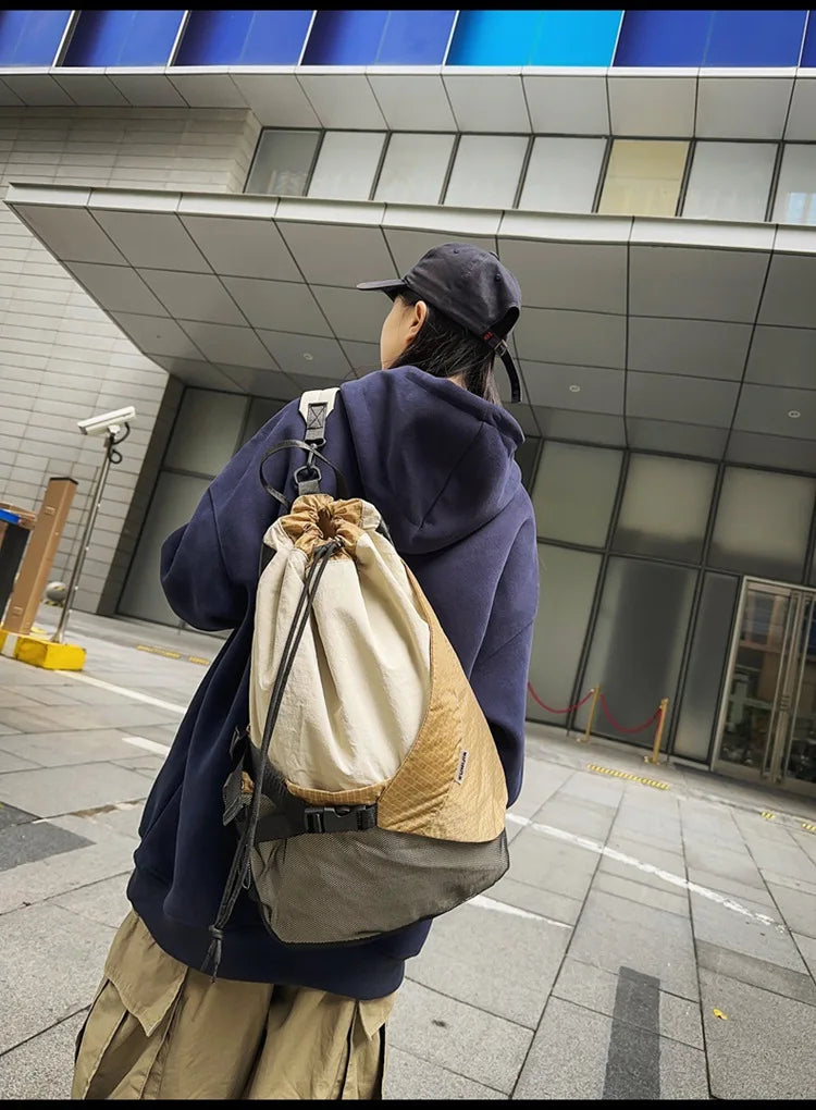 Two Tone Drawstring Backpack , - Streetwear Bag - Slick Street