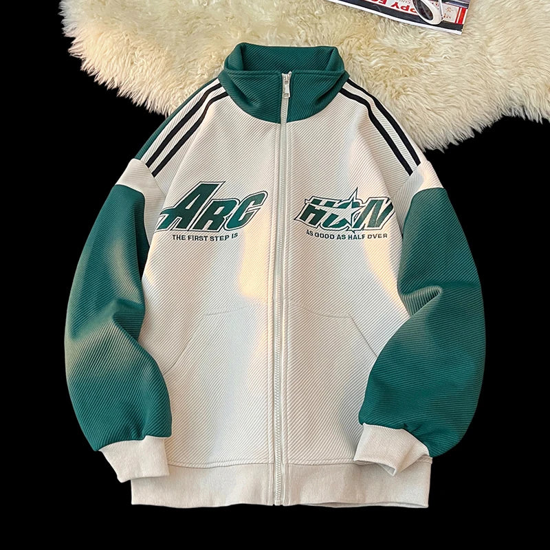 College Style Reglan Sleeve Jacket Green, XS - Streetwear Jacket - Slick Street