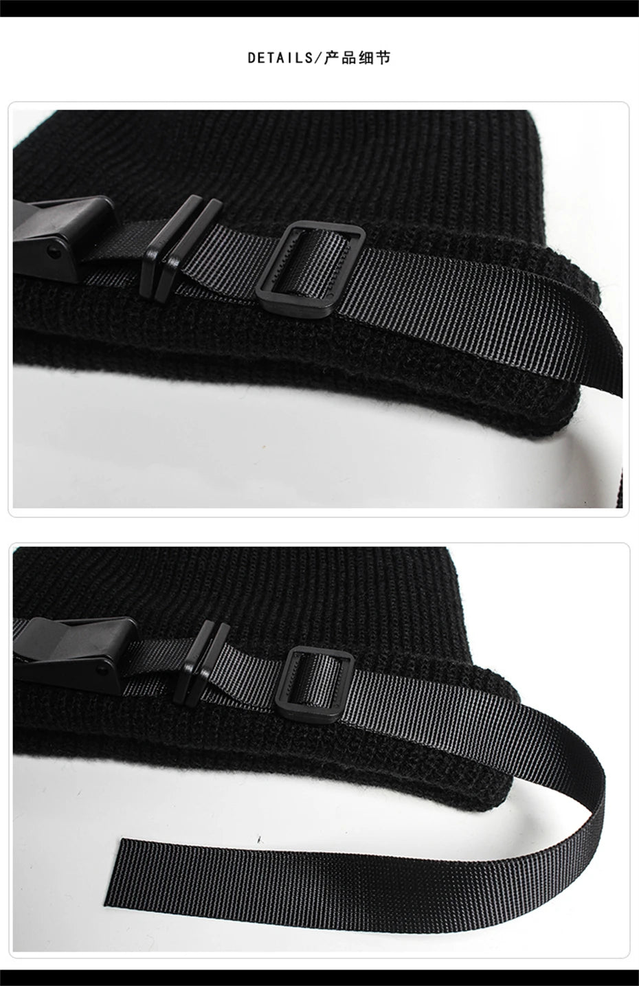 Nightshade Beanie Hat with Buckle , - Streetwear Hats - Slick Street