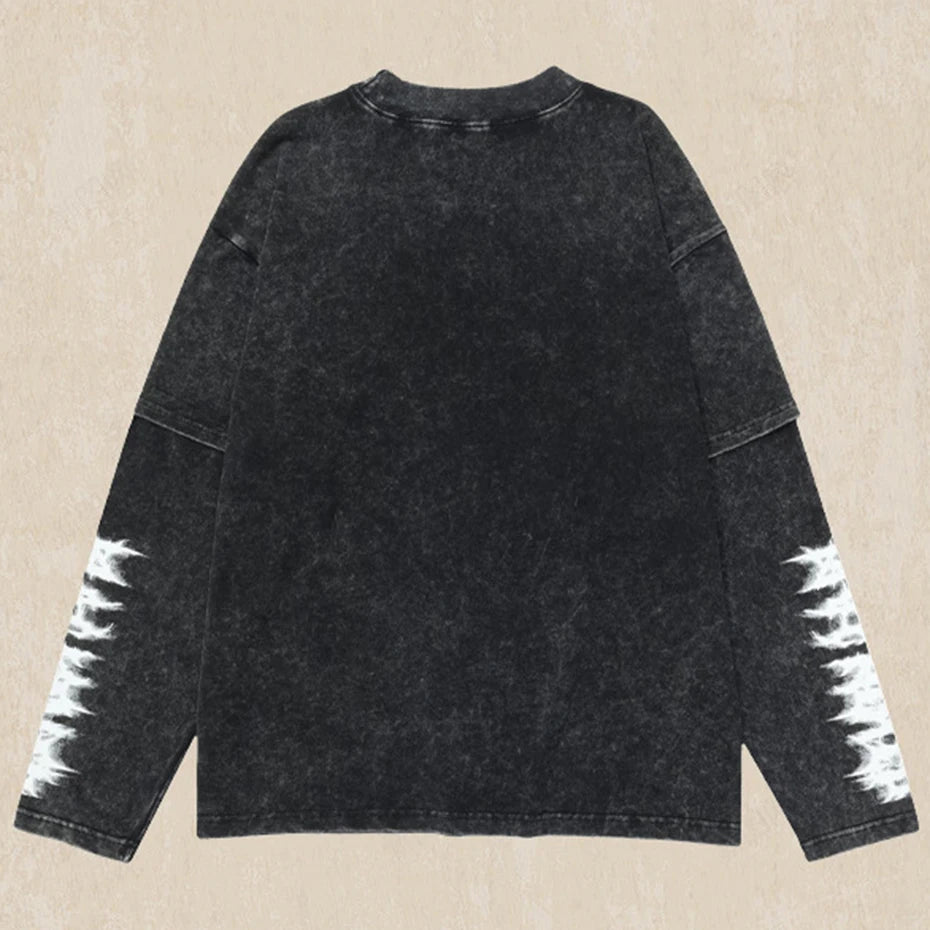 Coal Black Snowflake Sleeve T-Shirt , - Streetwear T-Shirt - Slick Street