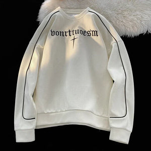 Embroidered Streetwear Vintage Sweater Beige, XS - Streetwear Sweater - Slick Street