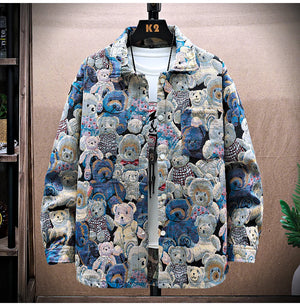 Teddy Bear Jacquard Jacket , - Streetwear Jackets - Slick Street