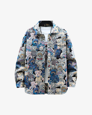 Teddy Bear Jacquard Jacket , - Streetwear Jackets - Slick Street