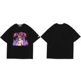 Japanese Anime Fire Girl T-Shirt Black, M - Streetwear T-Shirts - Slick Street