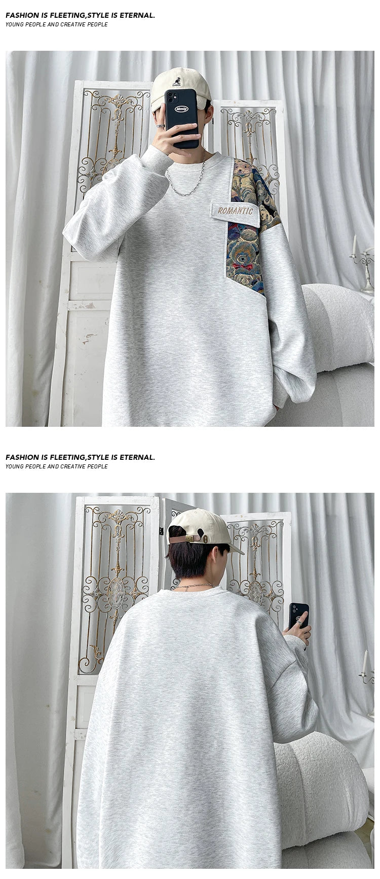 Romantic Bears Pattern Shoulder Patchwork Sweater ,  - Streetwear Sweater - Slick Street