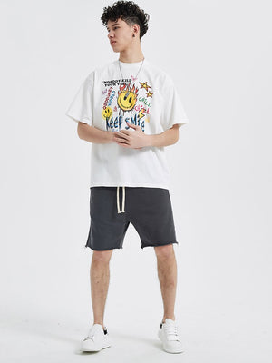 Keep Smile Graffiti Emoji Design T-Shirt , - Streetwear T-Shirts - Slick Street