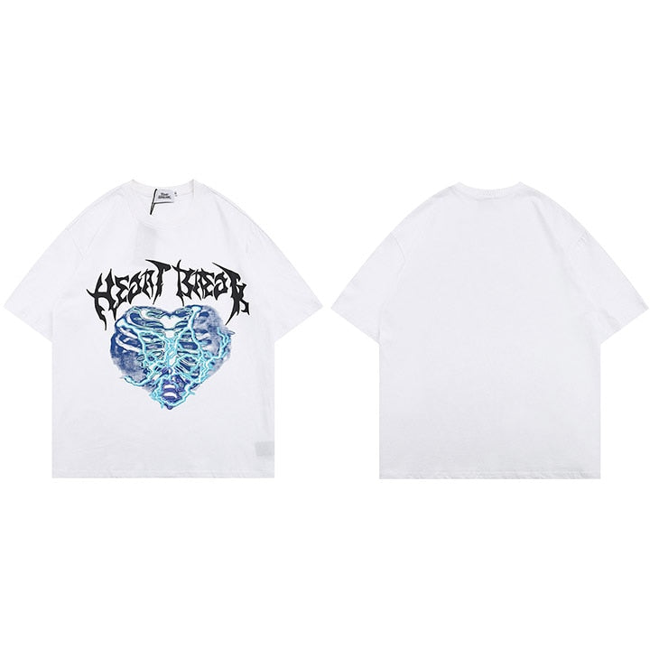 Thunderstroke Heart Break T-Shirt White, S - Streetwear T-Shirt - Slick Street