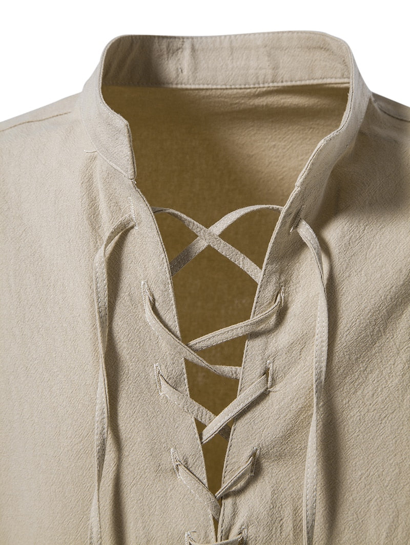 V Placket Lattice Lacing Style T-Shirt , - Streetwear T-Shirts - Slick Street