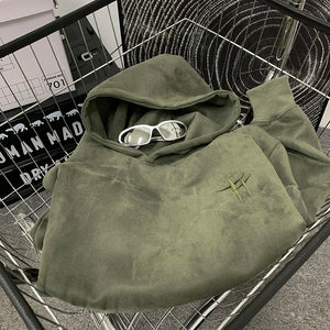 Malk Up Trend Suede Hoodie Army Green, XS - Streetwear Hoodie - Slick Street