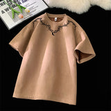 Spine Thorns Crew Neck T-Shirt Camel, XS - Streetwear T-Shirts - Slick Street