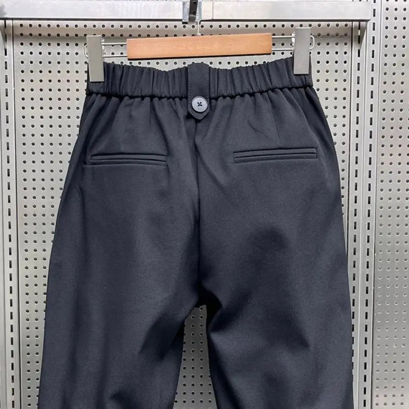 Wrinkled High Waist Button-Up Pants , - Streetwear Pants - Slick Street