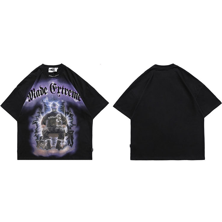 MADE EXTREME Electrify Polygraphy Loose T-Shirt Black, M - Streetwear T-Shirts - Slick Street