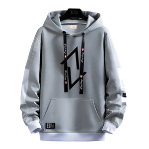 Double V Shape Pullover Hoodie Grey, XS - Streetwear Hoodie - Slick Street