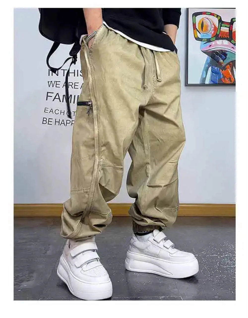 Plain Color Elastic Ankle Length Pants , - Streetwear Pants - Slick Street