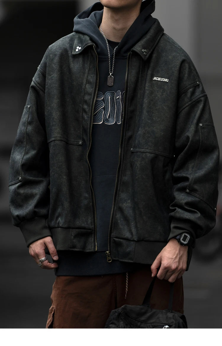 Folding Collar Riding Style Jacket , - Streetwear Jacket - Slick Street