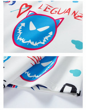 Devil Laugh With Multi Emoticons O-Neck T-Shirts , - Streetwear T-Shirts - Slick Street