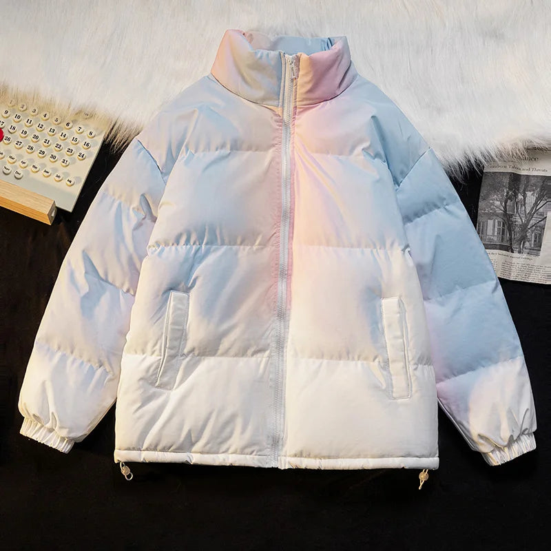 Tie-Die Horizontal Padded Jacket Pink, XXS - Streetwear Jacket - Slick Street