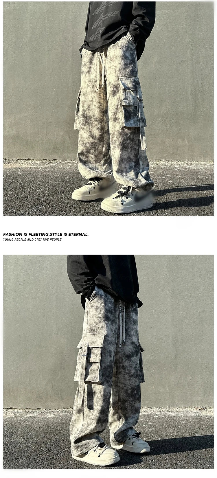 Tie Dye Large Size Pockets Pants , - Streetwear Pants - Slick Street