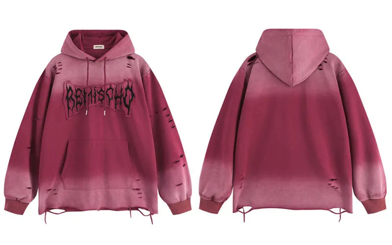 Pink ripped hoodie hotsell