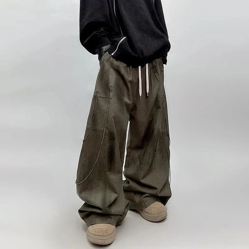 Green Color Full Length Baggy Pant , - Streetwear Pants - Slick Street