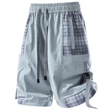 Plaid Cargo Shorts Light Gray, XS - Streetwear Shorts - Slick Street