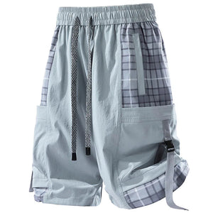Plaid Cargo Shorts Light Gray, XS - Streetwear Shorts - Slick Street