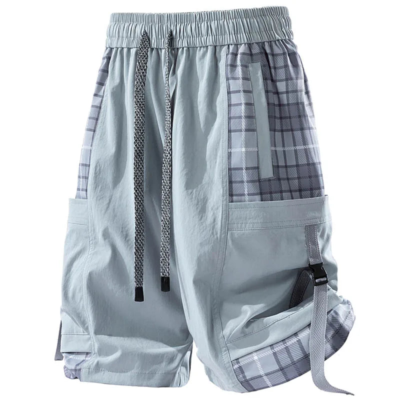 Plaid Cargo Shorts Light Gray, XS - Streetwear Shorts - Slick Street