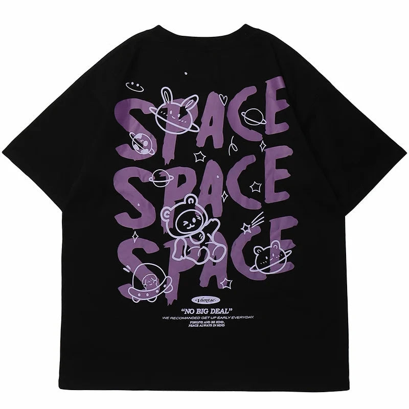 Space Rings  Happy Bear Anime T-Shirt ,  - Streetwear T-Shirt - Slick Street