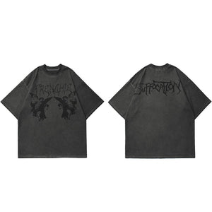 TRENCHIE Suffocation Fairy Angel Loose T-Shirt Gray, M - Streetwear T-Shirts - Slick Street