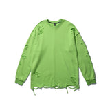 Distressed Gothic Sweatshirt Green, S - Streetwear Sweatshirts - Slick Street