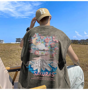 SAKURAS Colorful Scenery Painting T-Shirt , - Streetwear T-Shirts - Slick Street