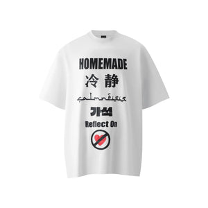 HOMEMADE Y2K O-Neck Collar T-Shirt White, XS - Streetwear T-Shirts - Slick Street