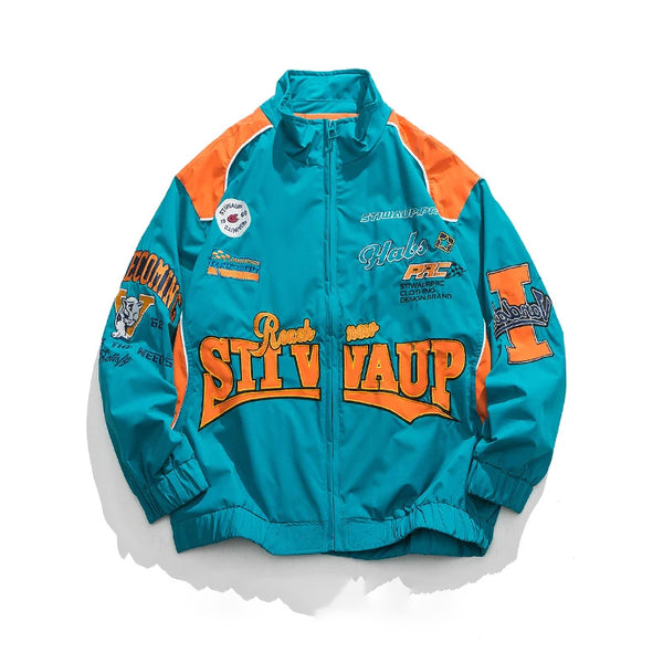 Stiwaup Racing Windbreaker Jacket Blue, M - Streetwear Jacket - Slick Street