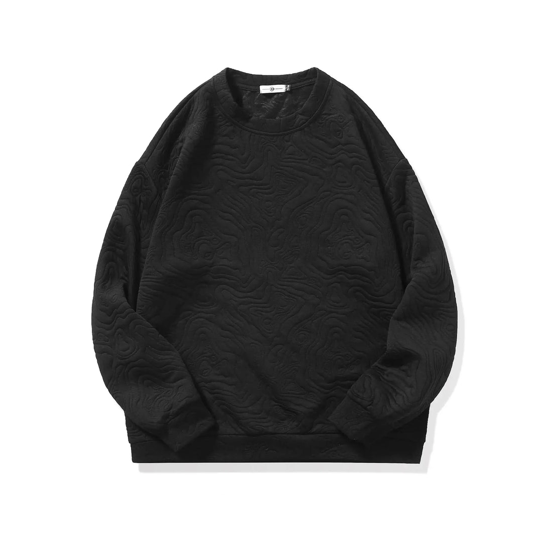 Three-dimensional Texture Crewneck Sweatshirt Black, XS - Streetwear Sweatshirts - Slick Street