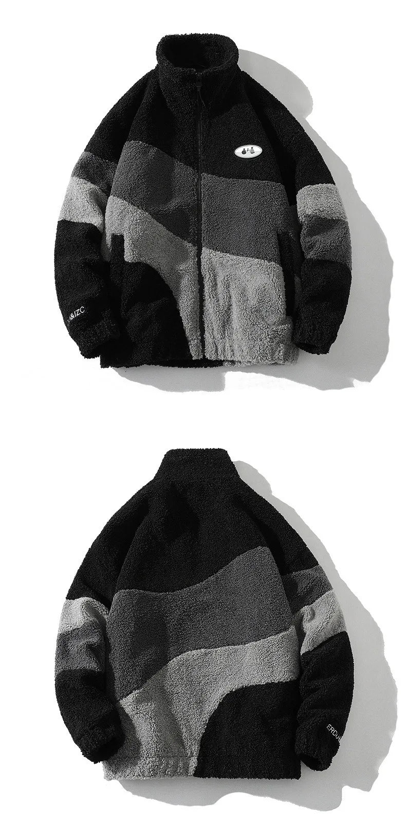 Color Block Standing Collar Sweater , - Streetwear Sweater - Slick Street