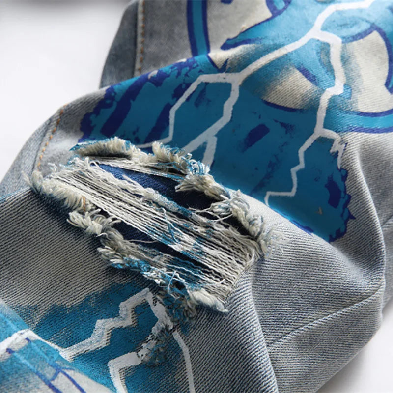 SAVAGE Letters Lightning Ripped Pants , - Streetwear Pants - Slick Street