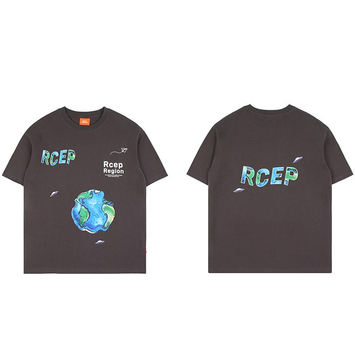 RCEP Region Earth Planet T-Shirt Gray, S - Streetwear T-Shirt - Slick Street