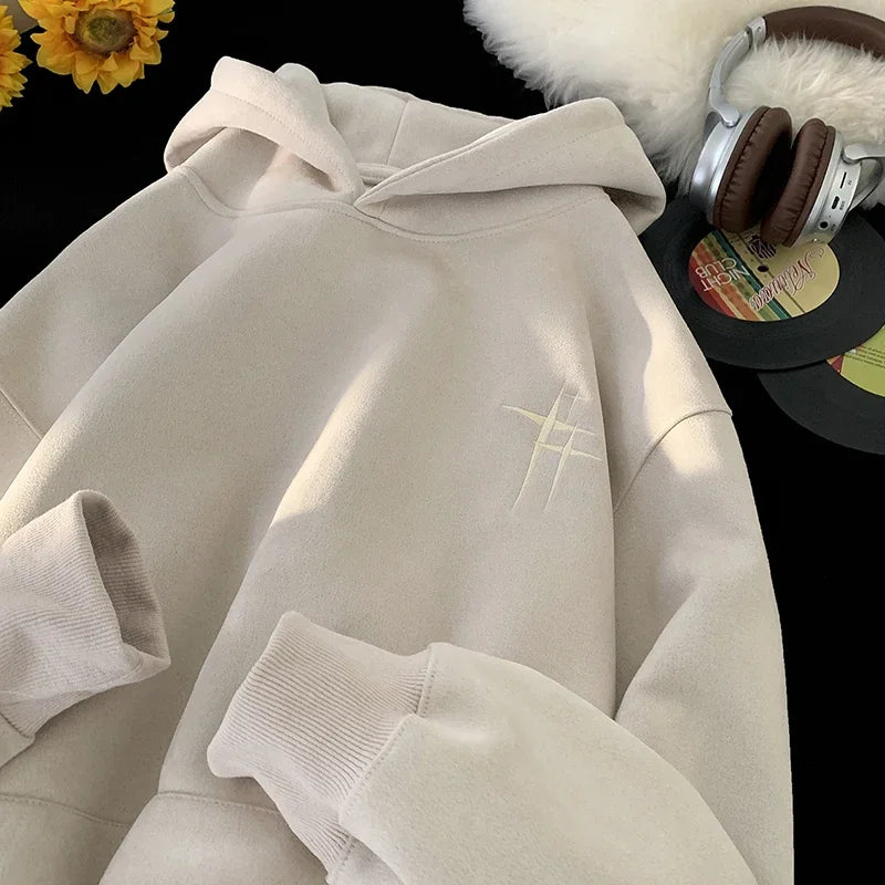 Malk Up Trend Suede Hoodie Beige, XS - Streetwear Hoodie - Slick Street