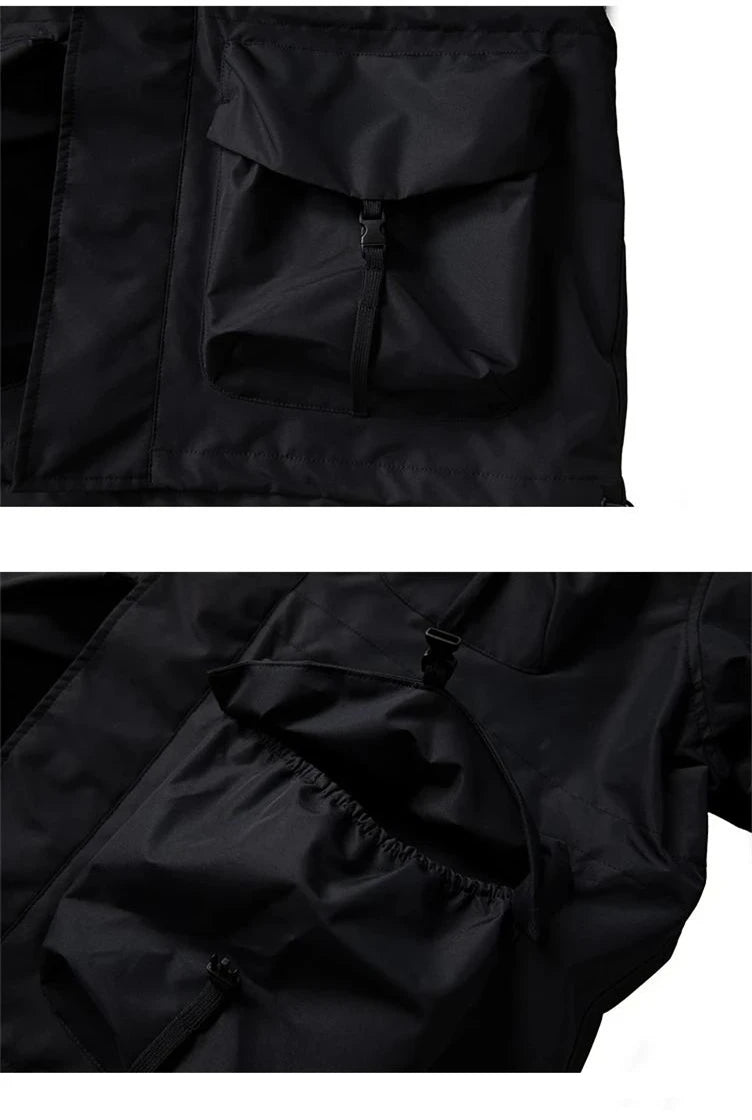 Large Size Multi Pocket Windbreaker Jacket , - Streetwear Jacket - Slick Street