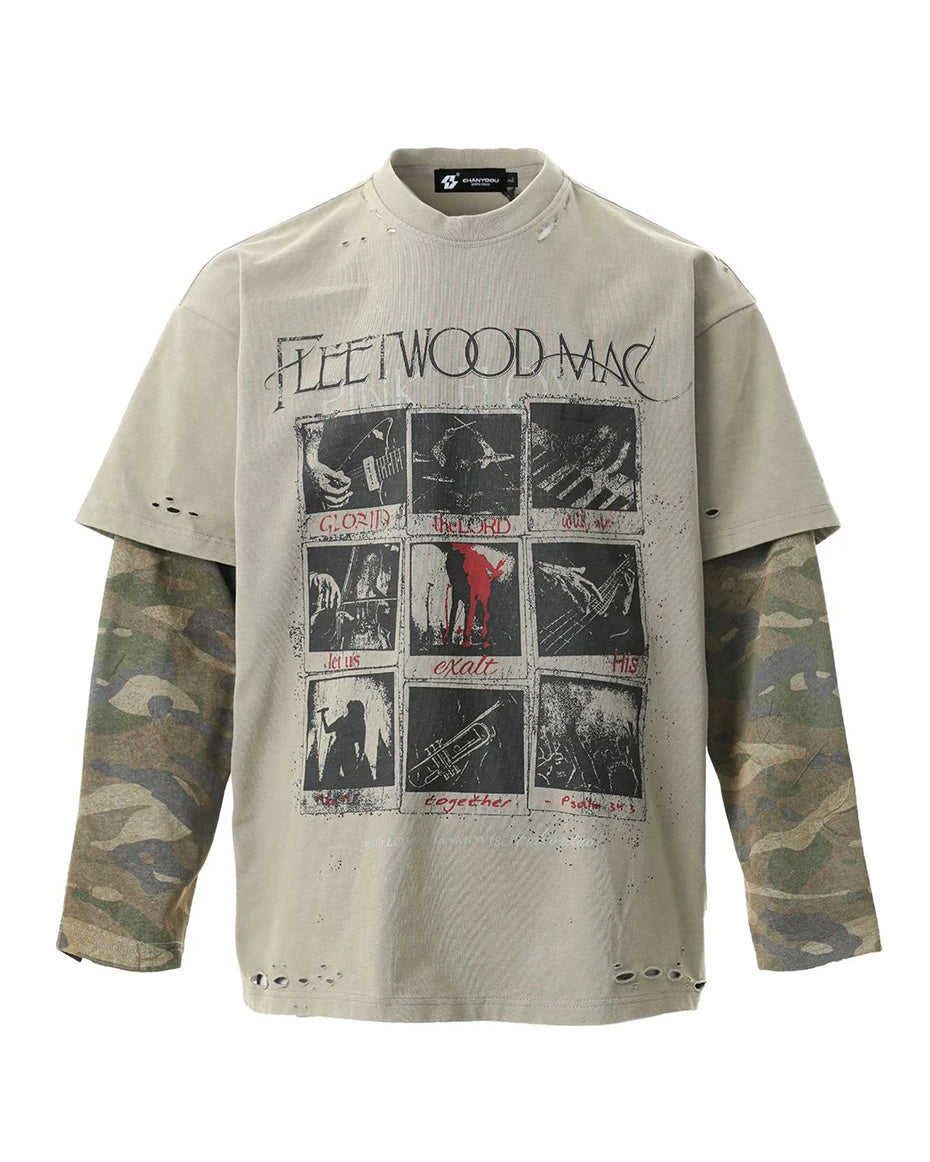 Fleetwood Mac Camo Long Sleeve T-Shirt , - Streetwear T-Shirt - Slick Street
