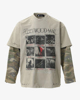 Fleetwood Mac Camo Long Sleeve T-Shirt Gray, S - Streetwear T-Shirts - Slick Street