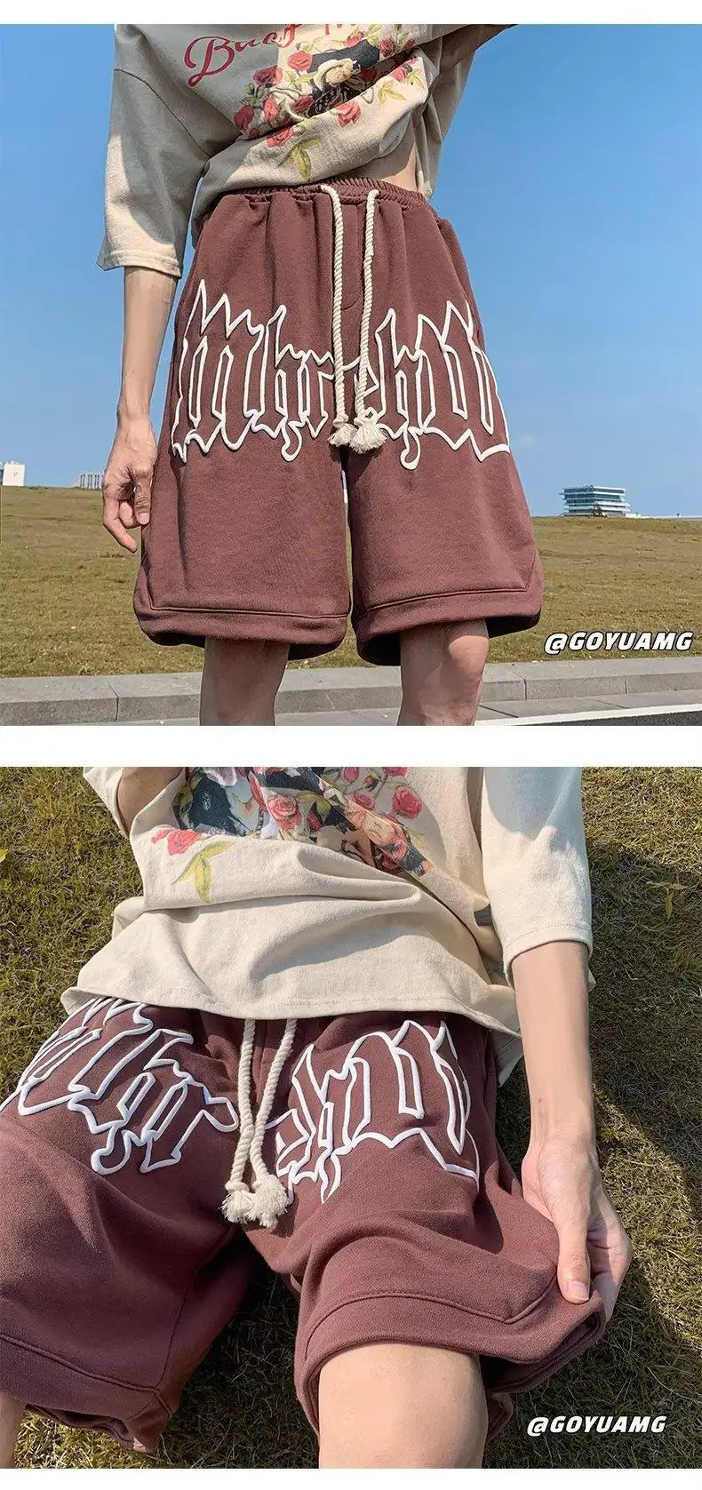 Drawstring Letter Printing Casual Loose Shorts ,  - Streetwear Shorts - Slick Street