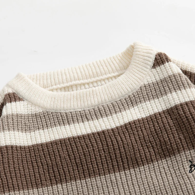 Stripe Embroidery Crochet Sweater ,  - Streetwear Sweater - Slick Street