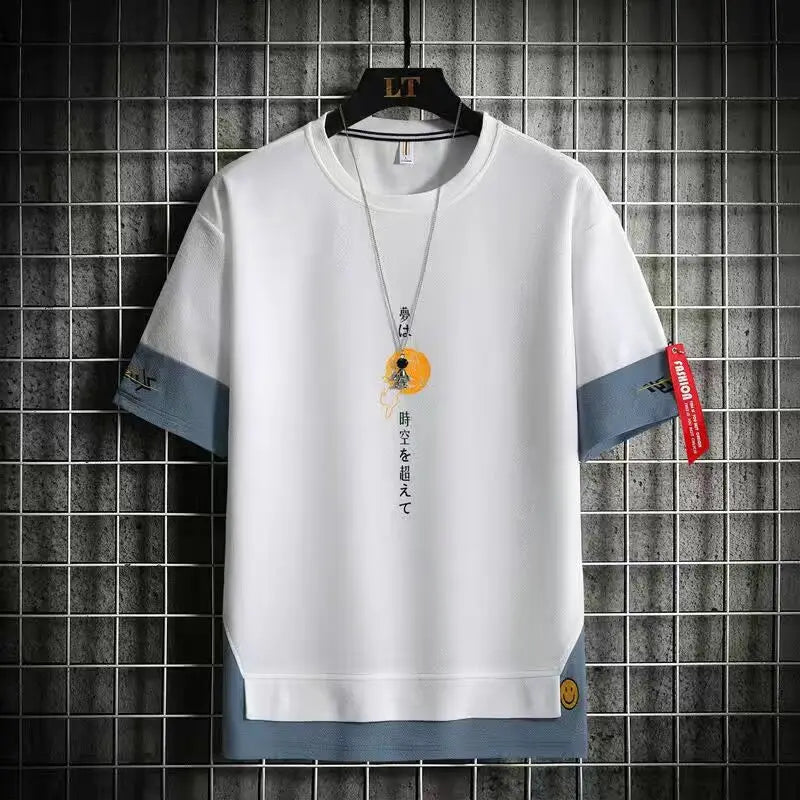 Fake Two Piece Short Sleeves T-Shirt White, XS - Streetwear T-Shirt - Slick Street