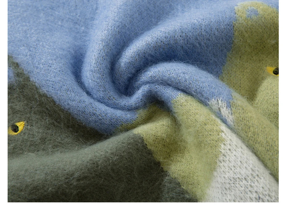 Cat Graphic Knitted Sweater , - Streetwear Sweatshirts - Slick Street