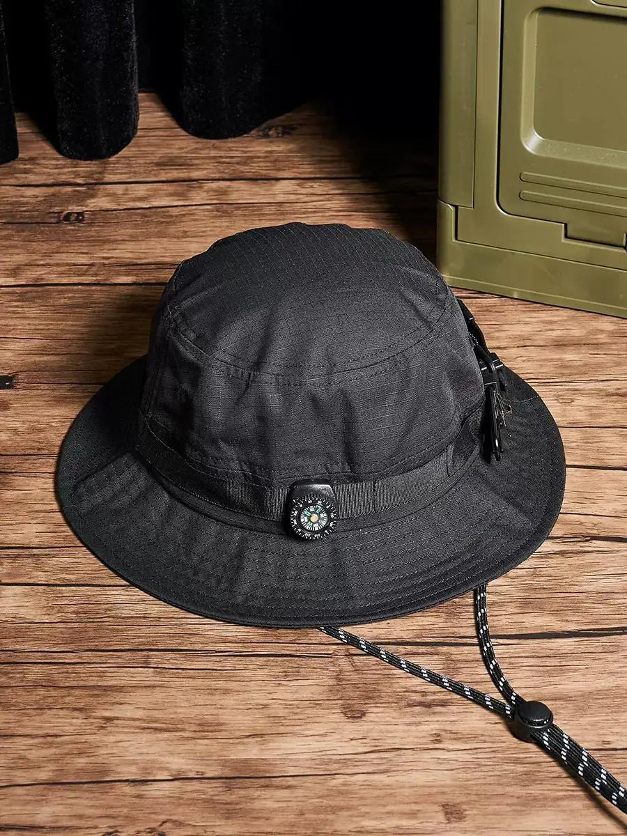 Coal Black Bucket Camping Hat , - Streetwear Hats - Slick Street
