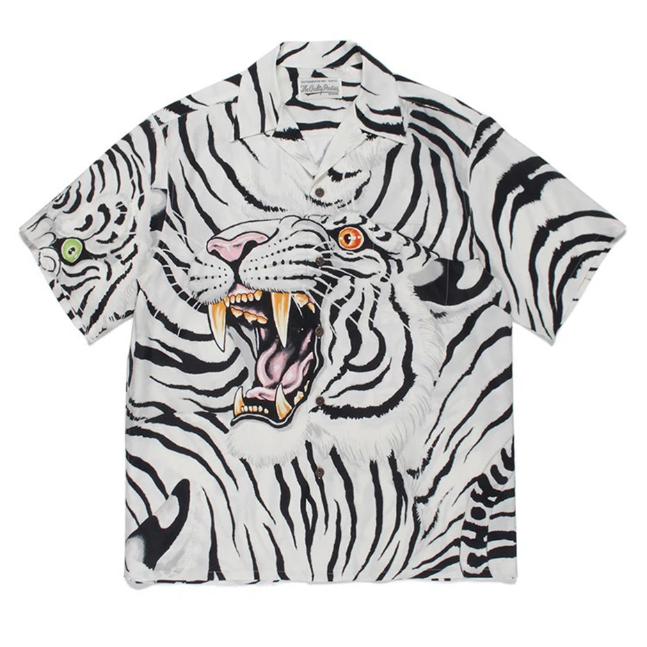 Wild Beast Tiger Shirt White, S - Streetwear Shirt - Slick Street