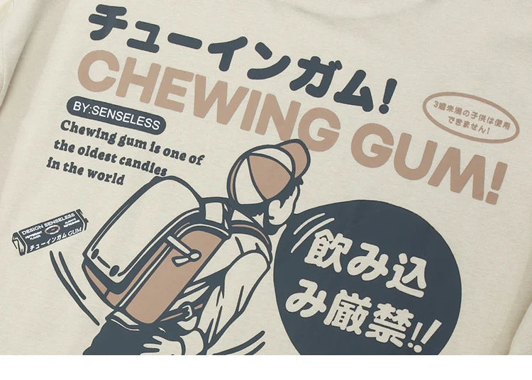 Chewing Gum Candy Cartoon Crew Neck T-Shirt , - Streetwear T-Shirts - Slick Street